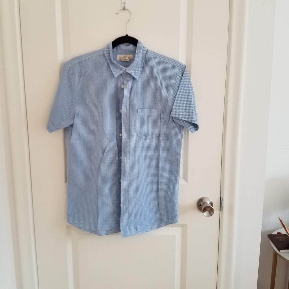 H&M LOGG Blue Check Buttondown Short Sleeve Shirt